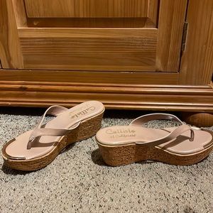 Tan wedge flip flop